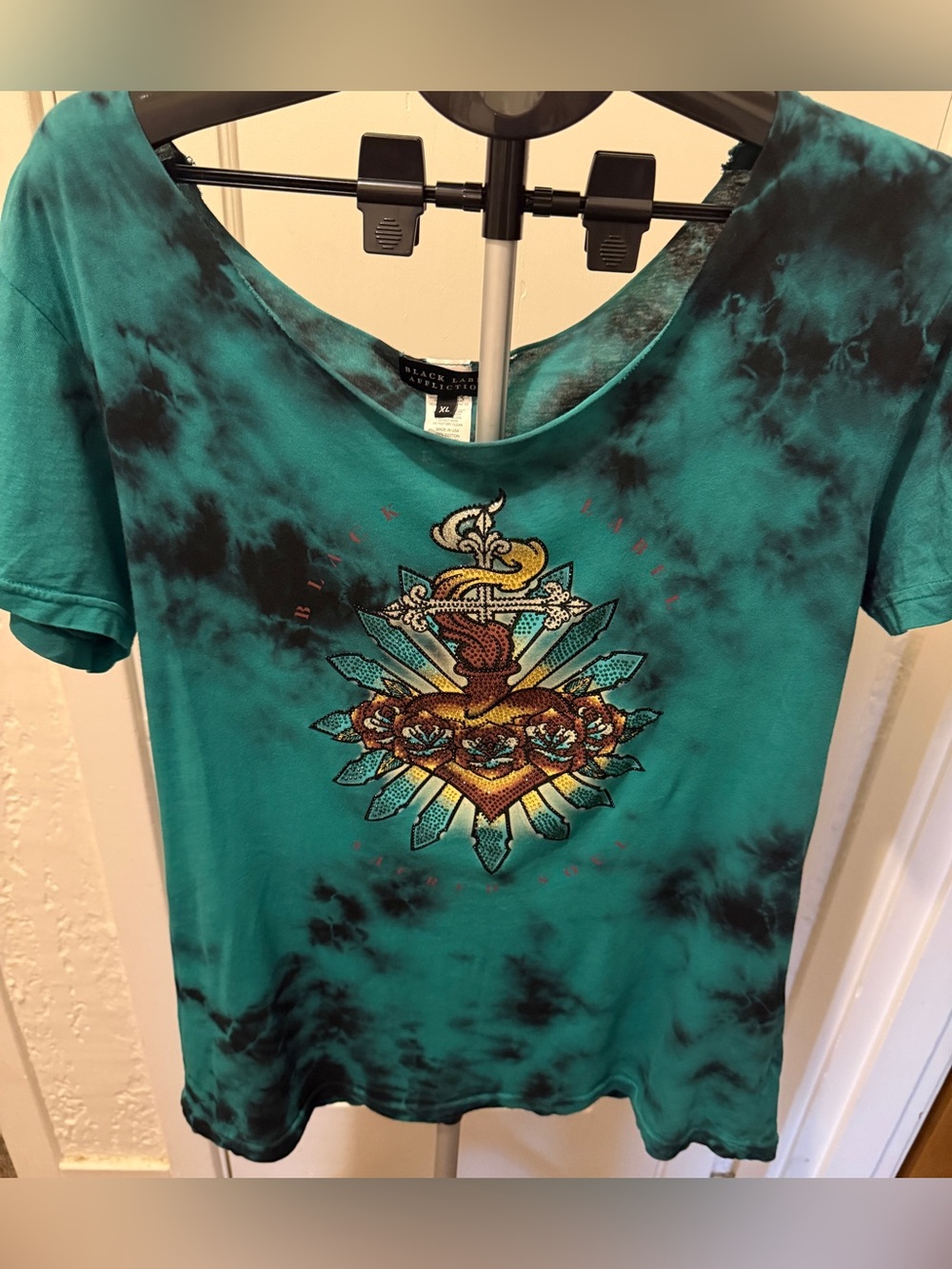 Affliction Teal Tie-Dye Short Sleeve Graphic Tee